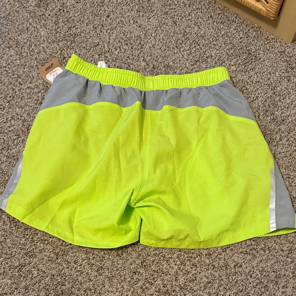 ASICS Men's Neon Green and Gray Athletic Shorts NWT - Picture 6 of 8